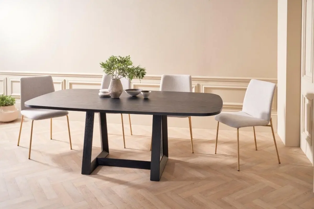 Cadiz Large Rectangular Black Oak Dining Table