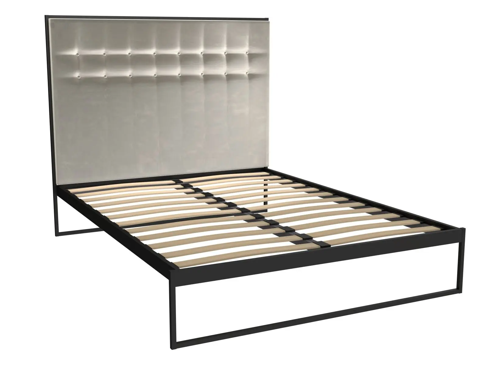 Black King Size Frame & Mushroom Upholstered Headboard