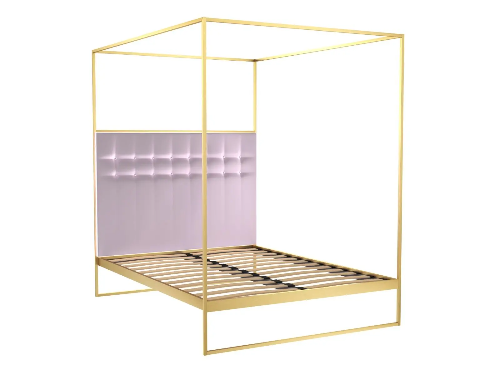 King Size 4 poster Bed Frame & blush Upholstered Headboard