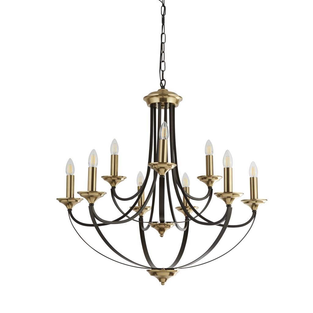 Belfry 9Lt Pendant - Dark Bronze & Brown Metal