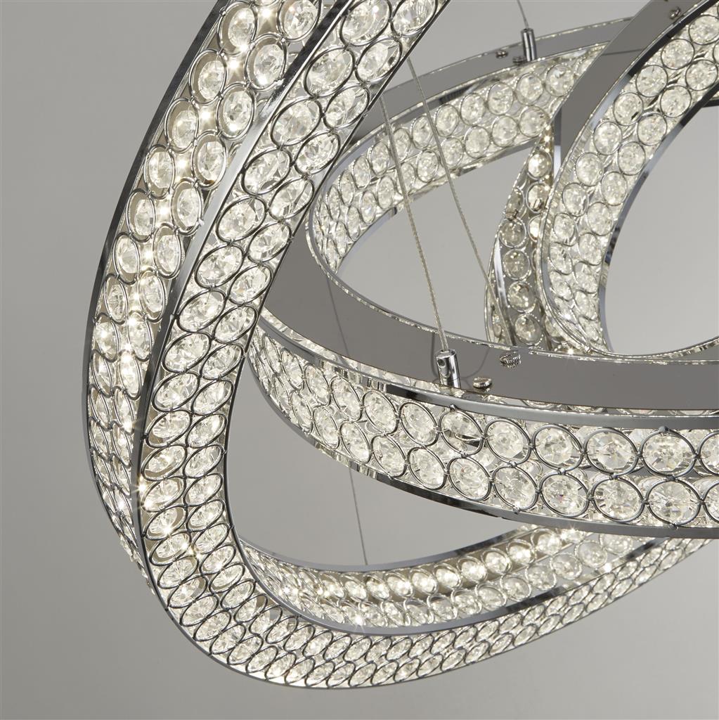 Bands 3Lt Pendant - Chrome Metal & Glass