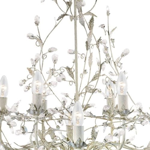 Alamandite 12Lt Pendant - Cream & Gold Metal & Glass Drops