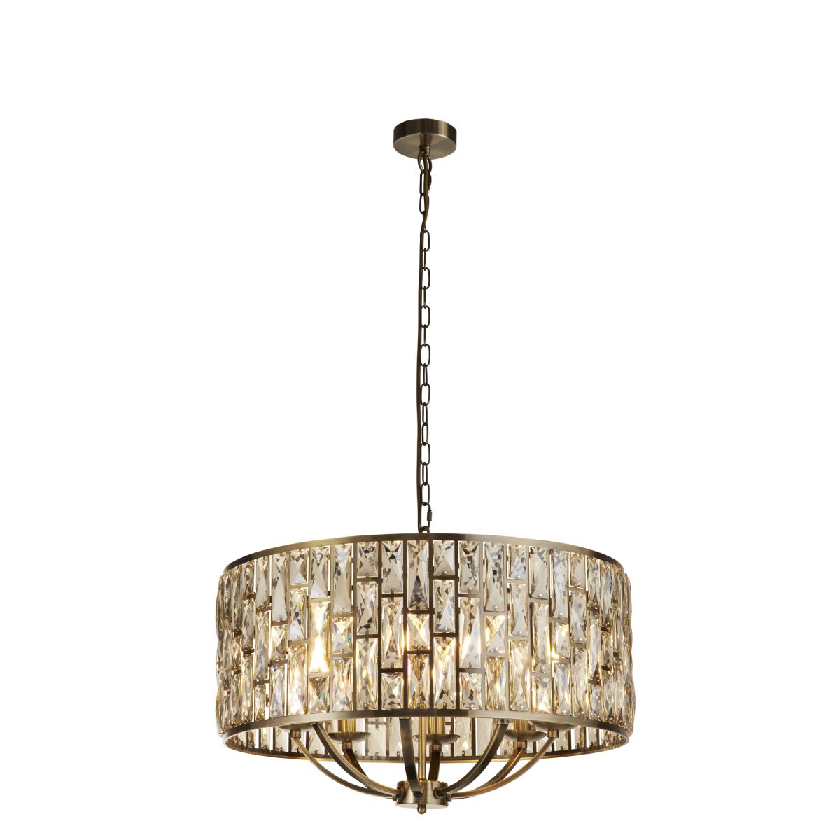 Bijou Antique Brass & Champagne Glass Large Pendant Light