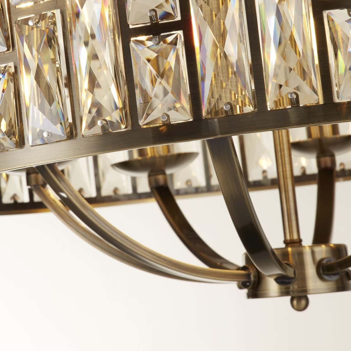 Bijou Antique Brass & Champagne Glass Large Pendant Light