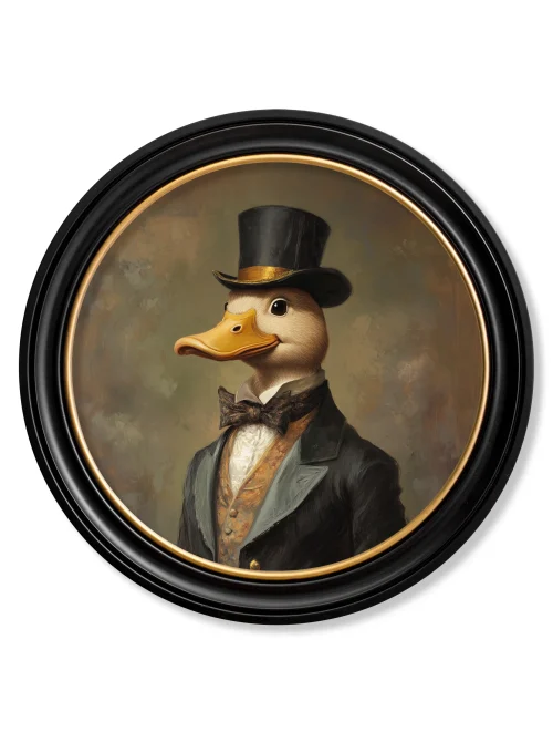 artwork of a duck in a suit with a top hat