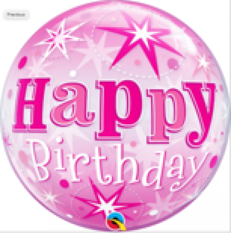 BUBBLES Birthday Pink Starburst Sparkle - 22 inch