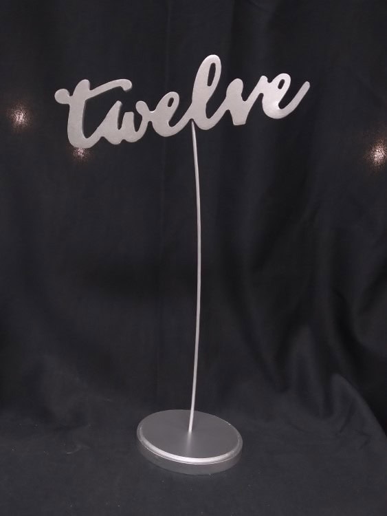 Silver Cursive Number Stand Set