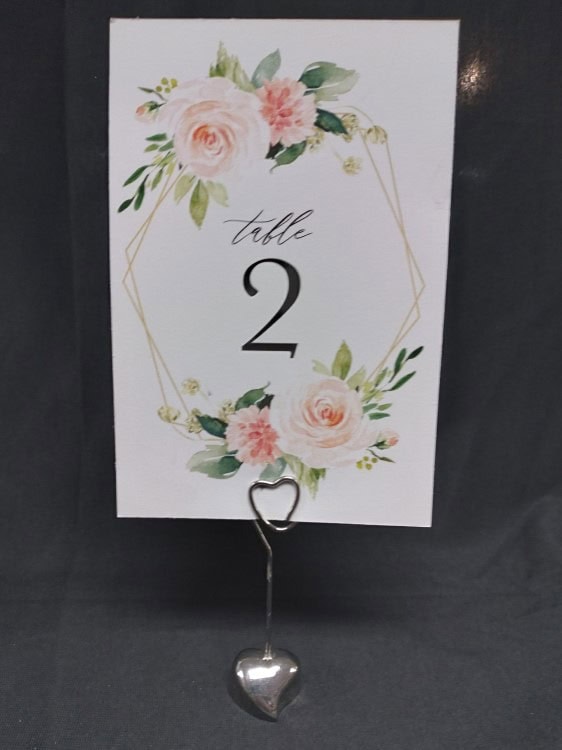 Silver Single Heart Table Number Holder Clip