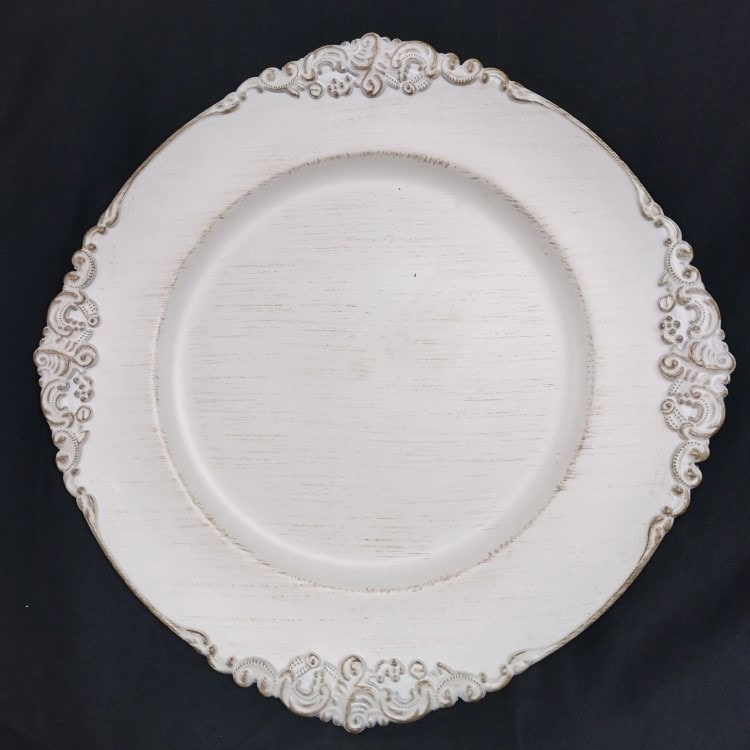 White Rustic Charger Plate