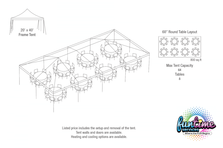 20x40 Tent w/ Seating Options