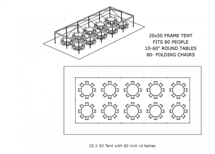 20x50 Tent w/ Seating Options