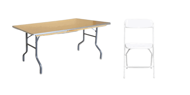 White Folding Chair & 6 ft Table Seating Package