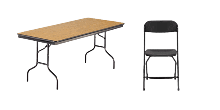 Black Folding Chair & 8 ft Table Seating Package
