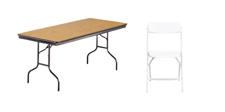 White Folding Chair & 8 ft Table Seating Package