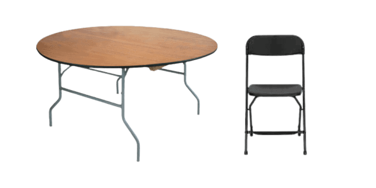 Black Folding Chair & 60 in Round Table Seating Package