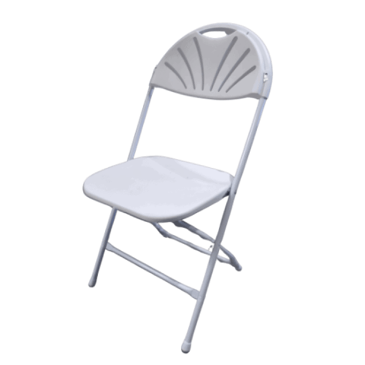 Fan Back Chair White and Chrome