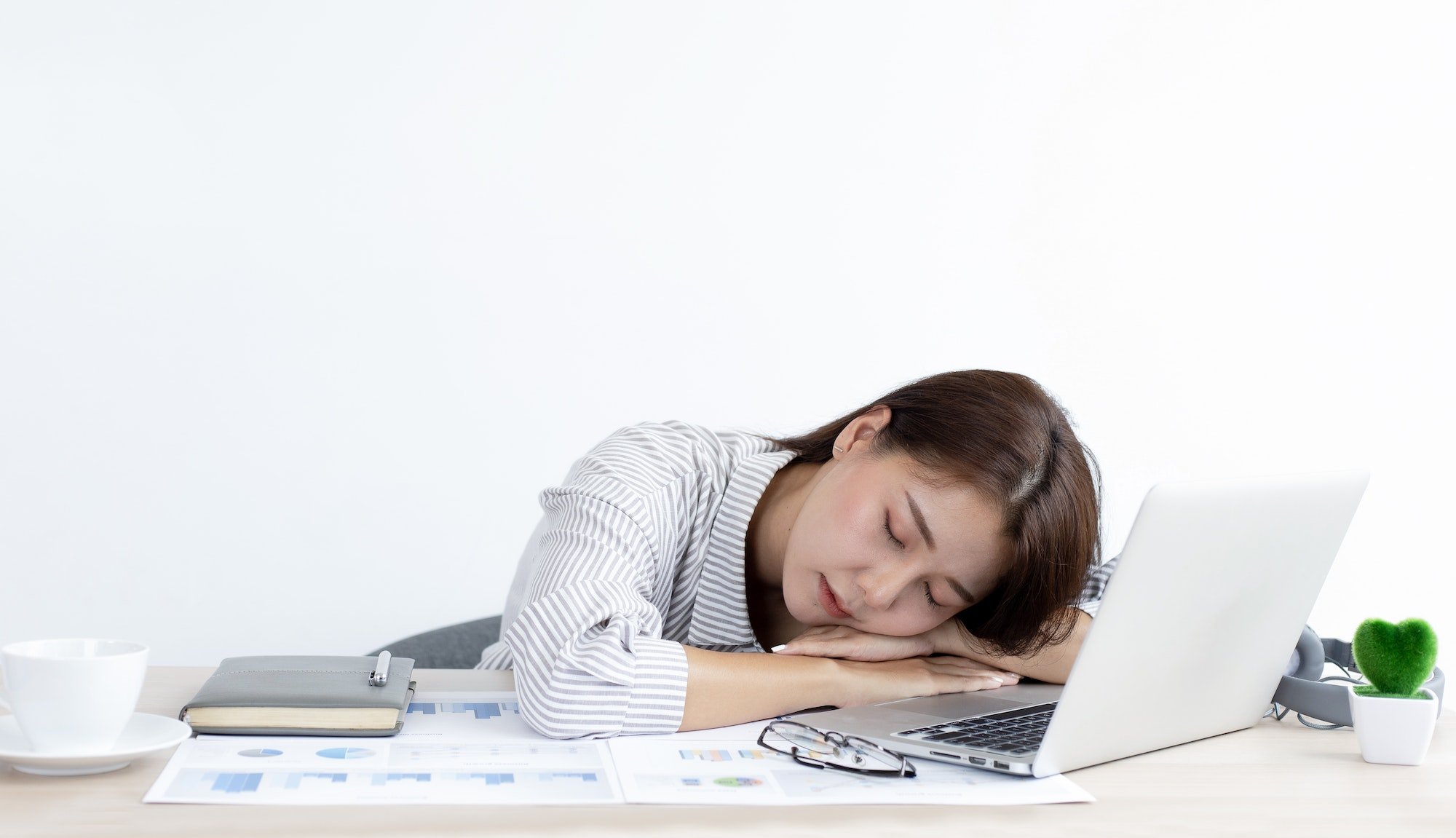 Woman sleeping on the table