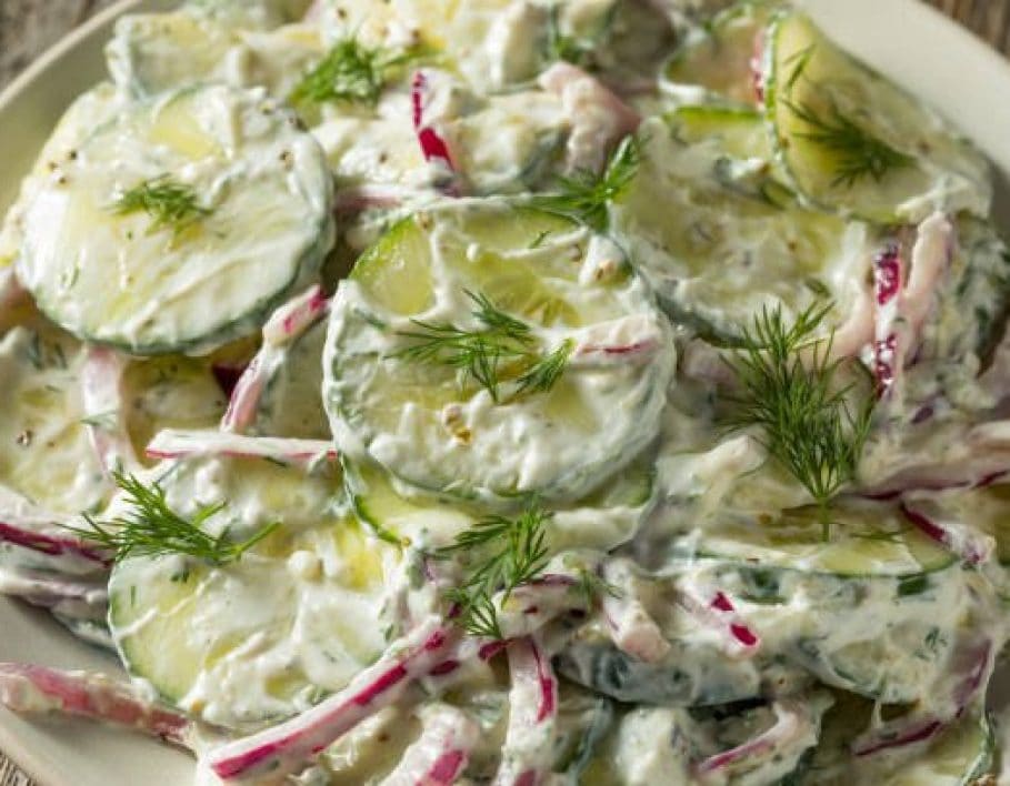 Radish and Cucumber Salad with Sour Cream Dressing