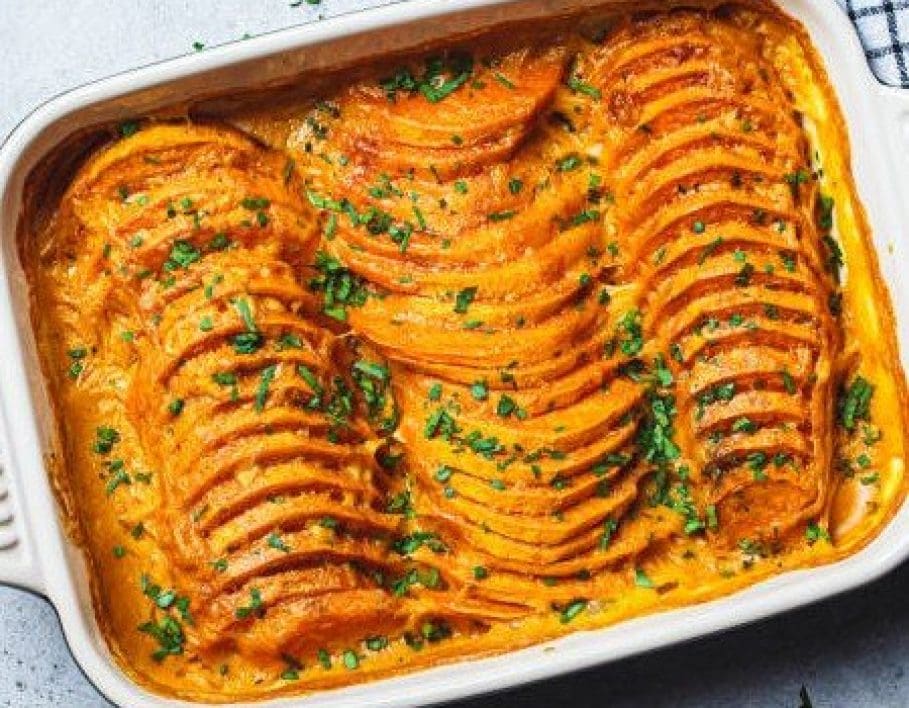 Roasted sweet potato gratin