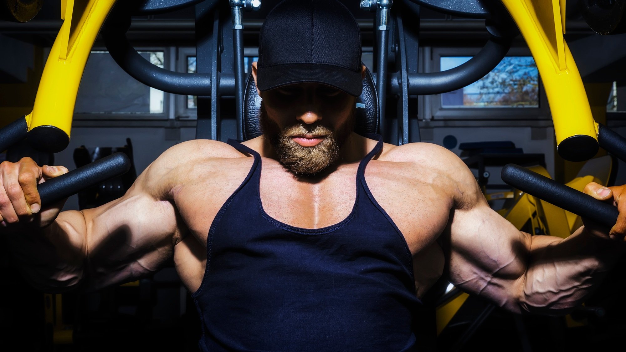 handsome bearded bodybuilding man