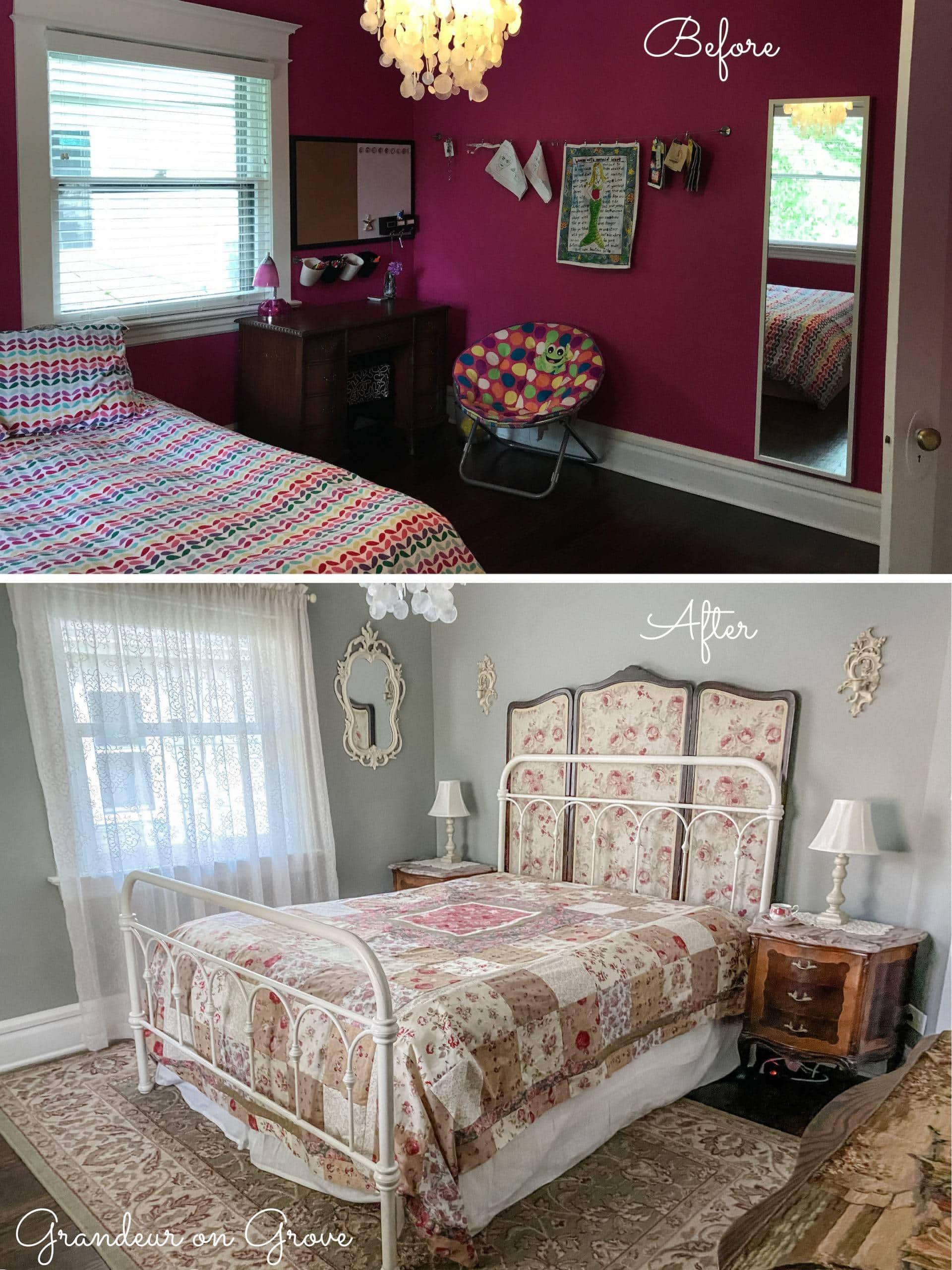 before & after pictures of a bedroom