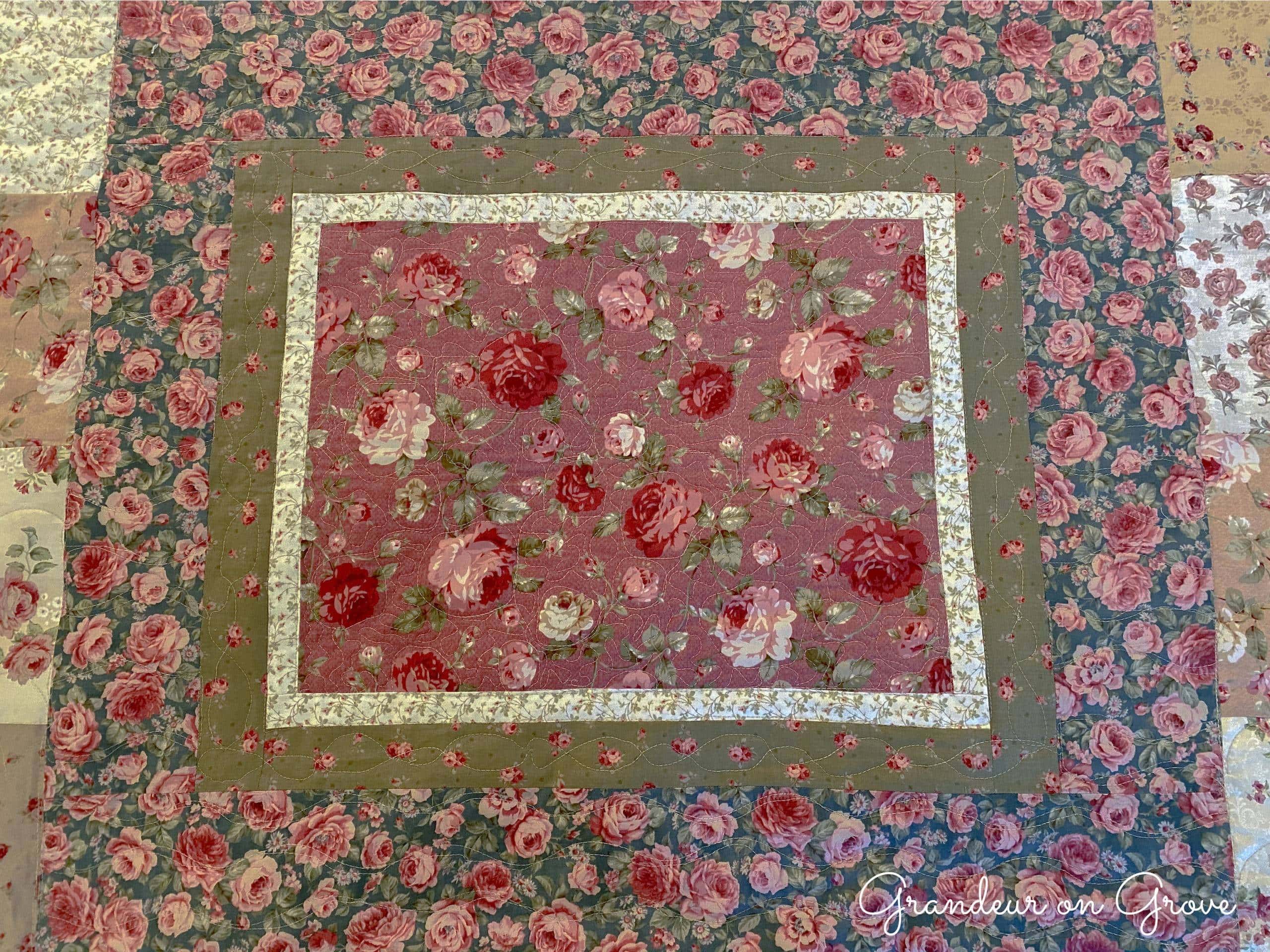 Close up of a floral quilt