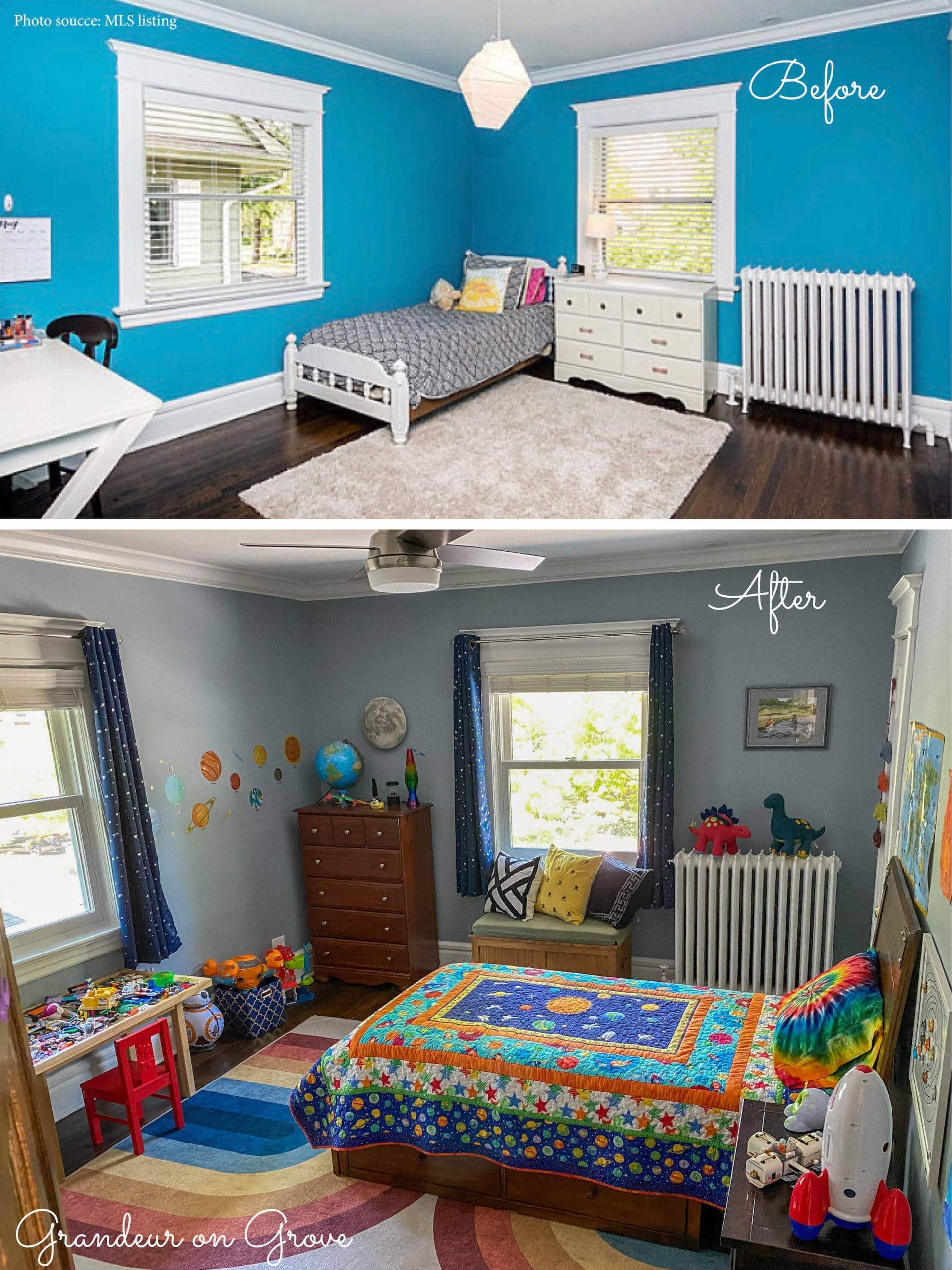 before & after pictures of a bedroom