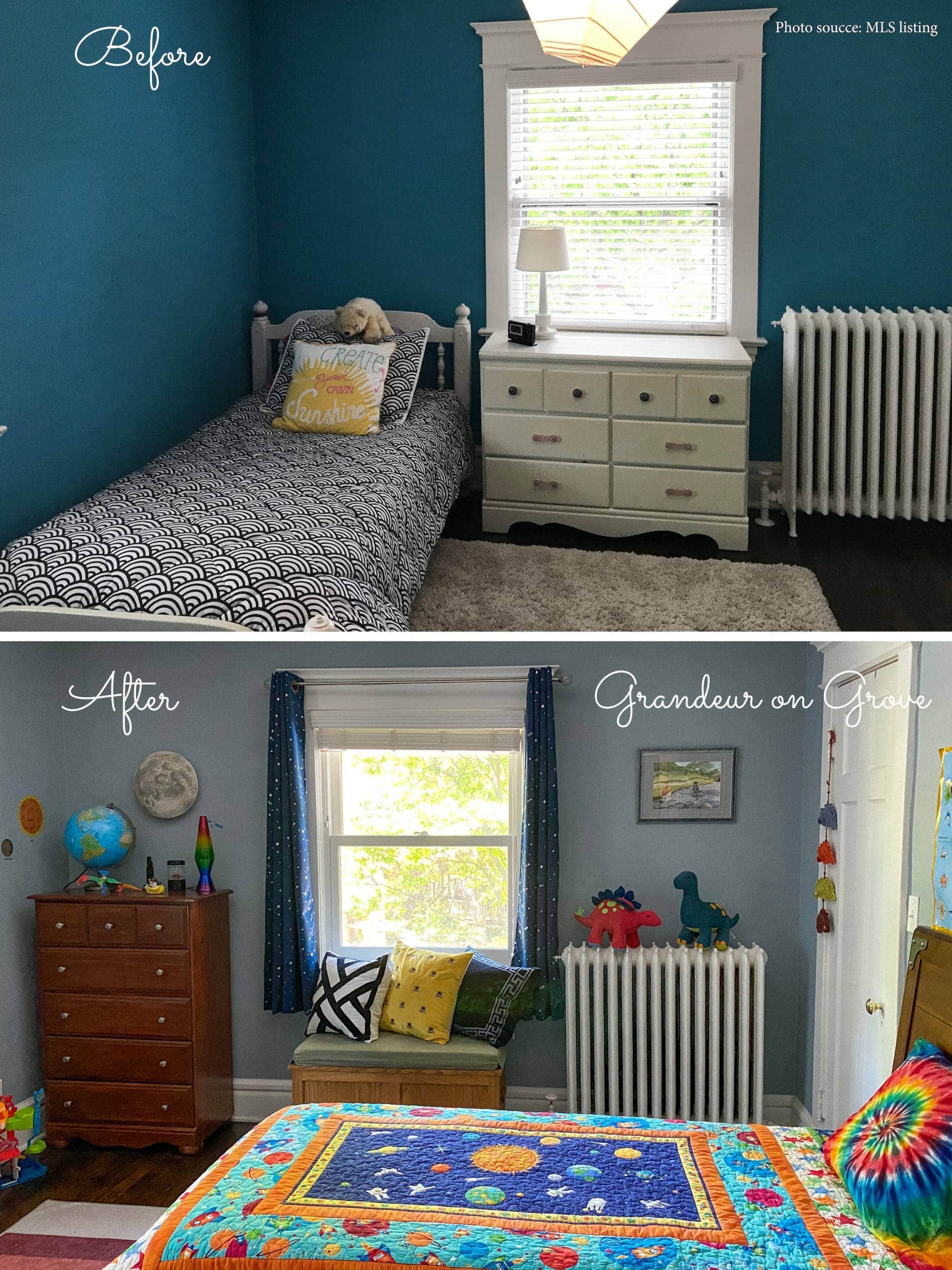 before & after pictures of a bedroom