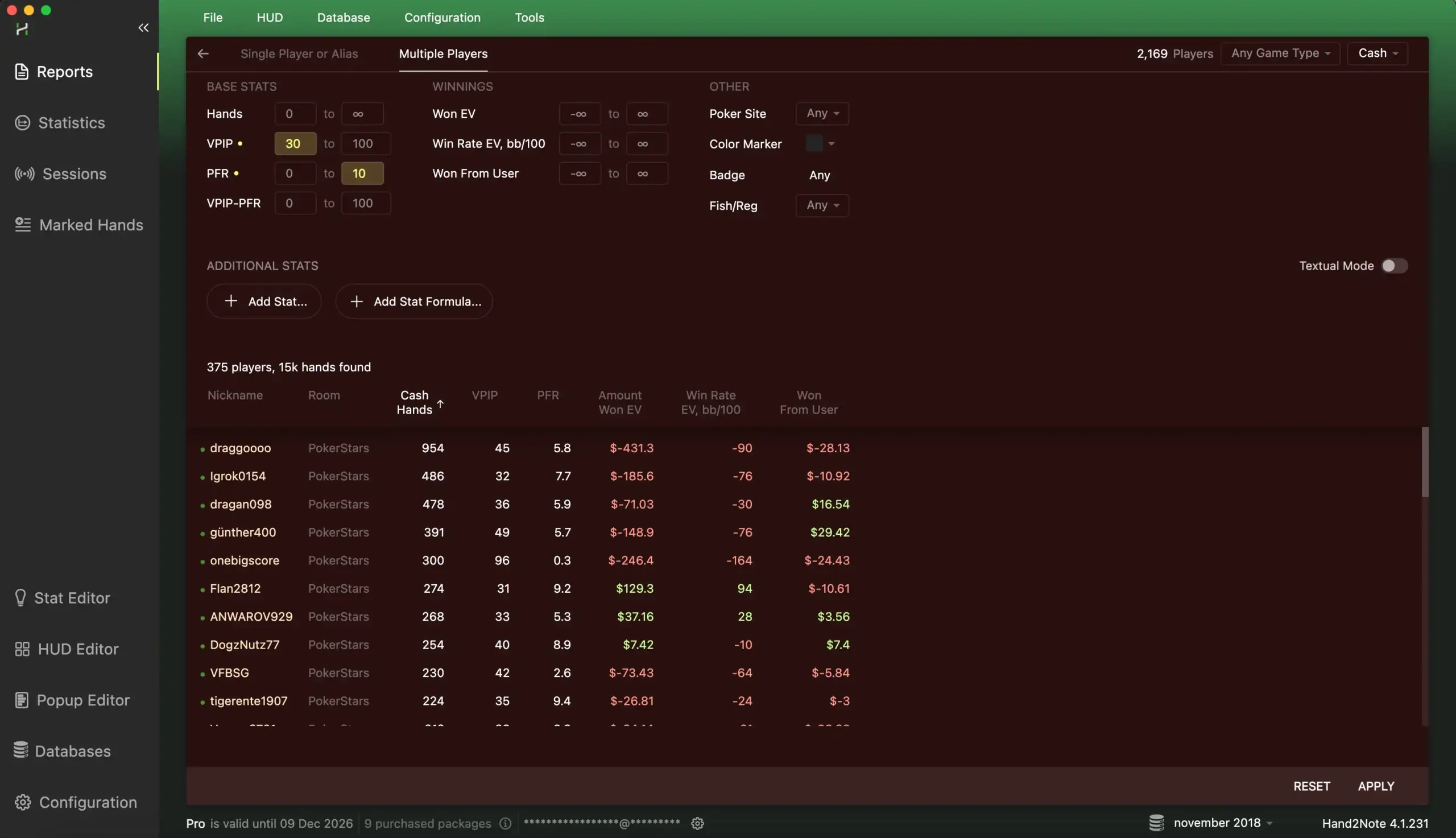 Fonctionnalité Multi-Player Reports de Hand2Note