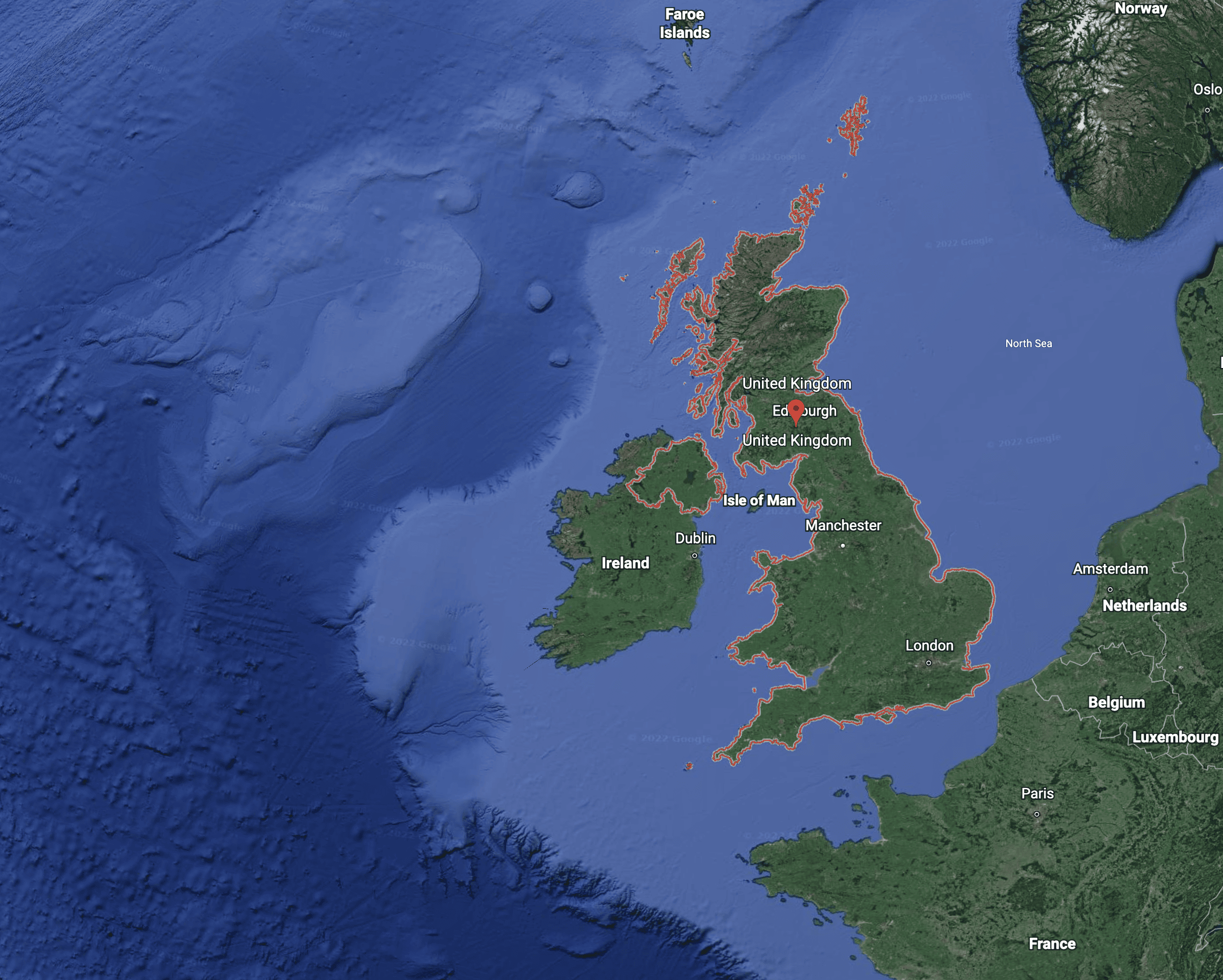 Google Earth Satellite Image of UK