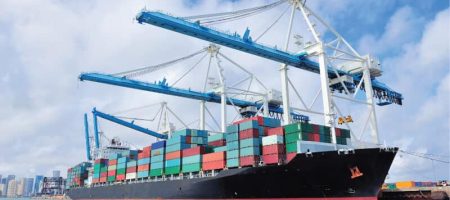 Shipping boat at dock