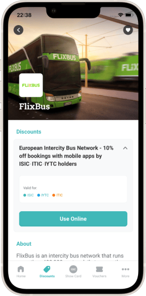 ISIC app discount detail