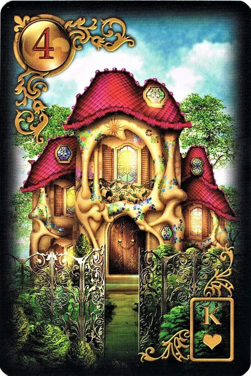 Jetzt online kaufen! Lenormandkarten zum Kartenlegen – das Gilded Reverie Lenormand fantasievollen Motiven - hier das Haus.