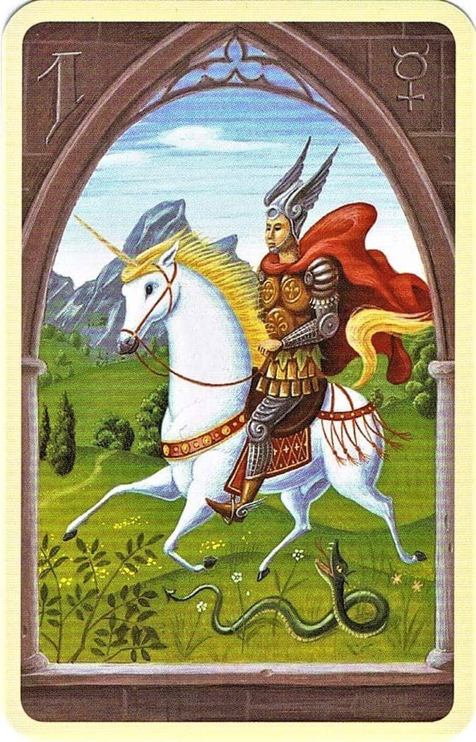 Jetzt online kaufen! Lenormandkarten zum Kartenlegen – Der Reiter im Mystischen Lenormand.