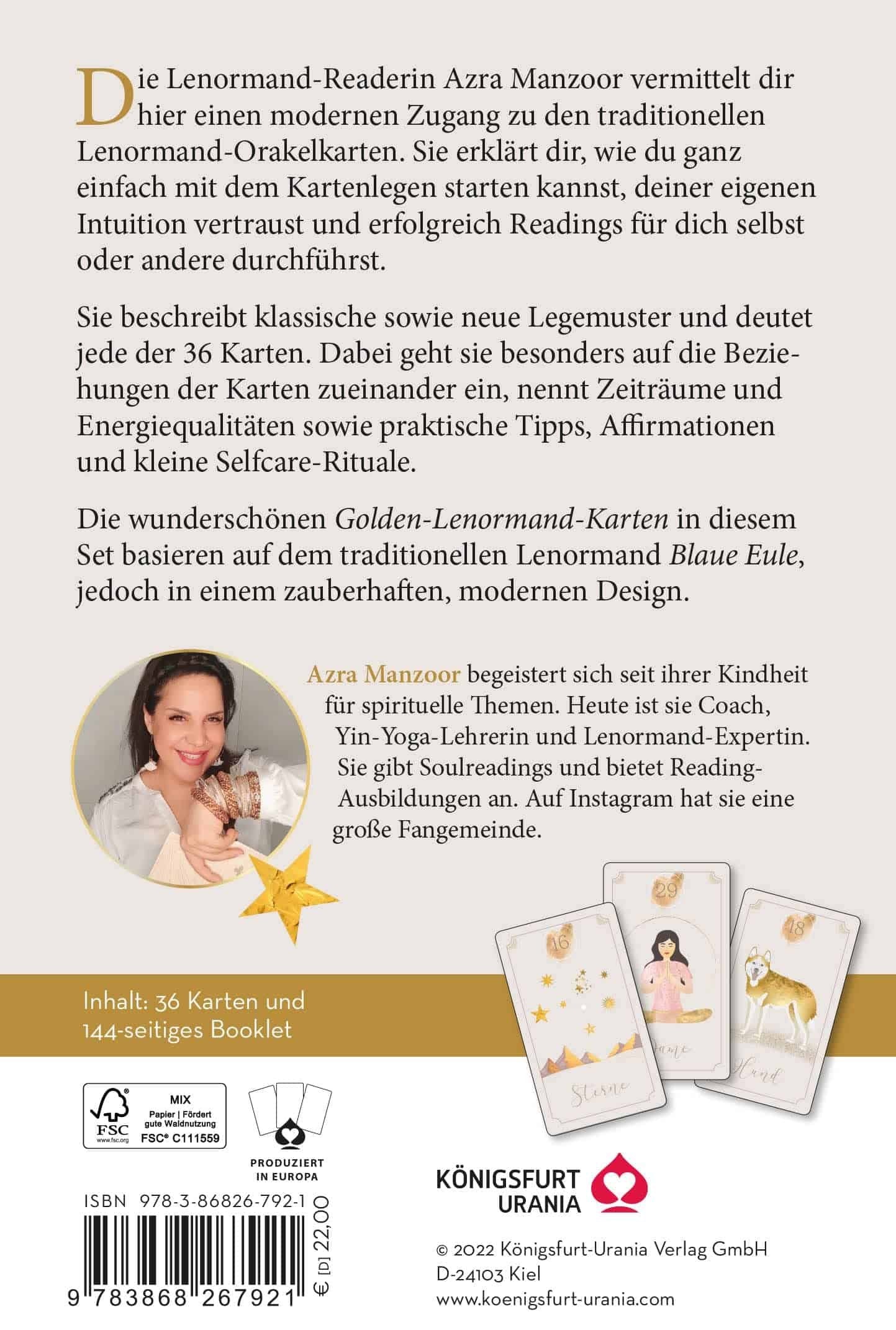 Jetzt online kaufen! Lenormandkarten zum Kartenlegen – das Begleitbuch der Starterkit Gold Ausgabe