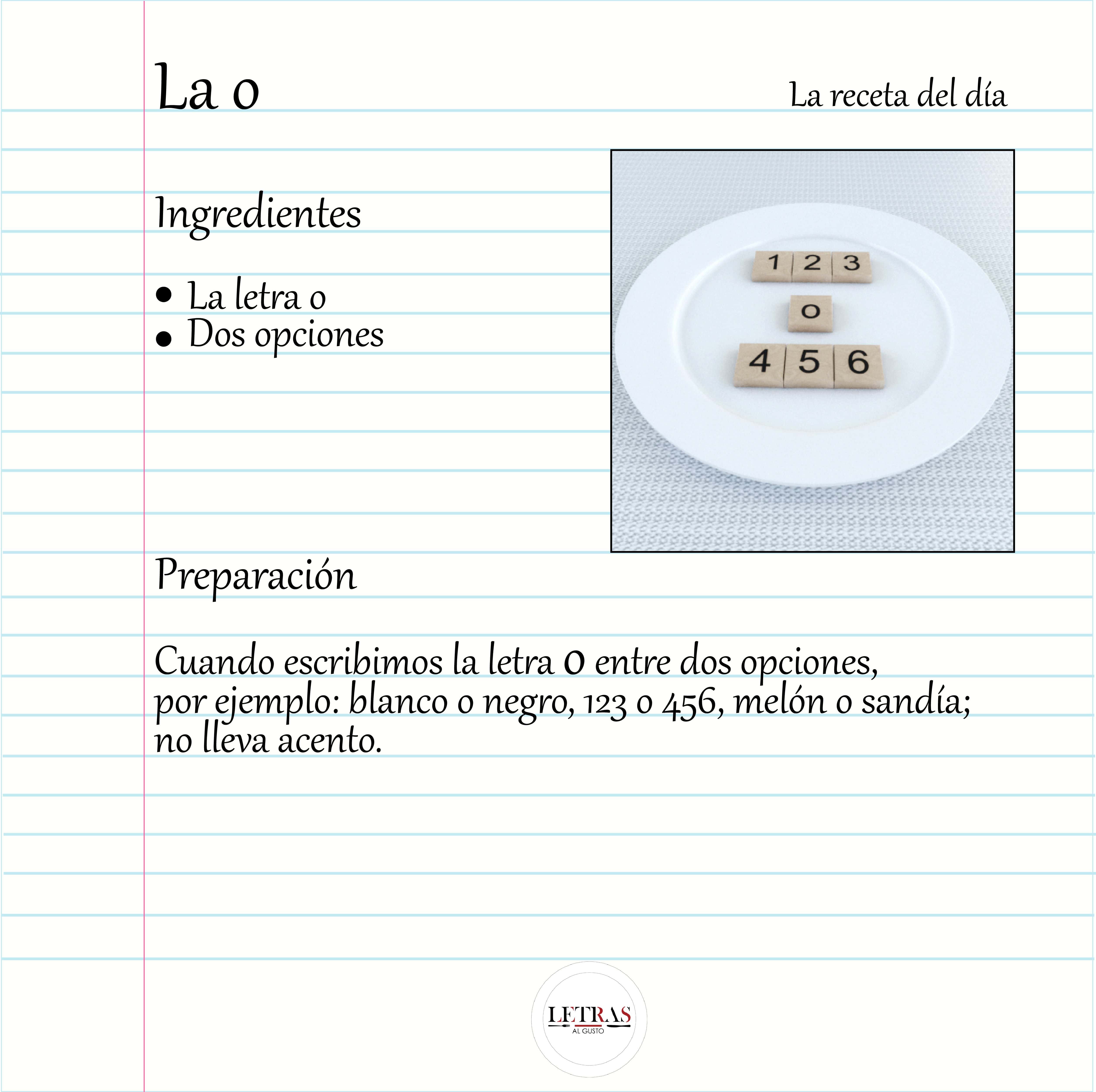 La conjunción o no lleva acento