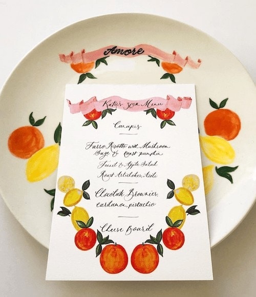 ILLUSTRATED MENU & PLATE DESIGN, PRIVATE PARTY ILLUSTRATED MENU & PLATE DESIGN, PRIVATE PARTY