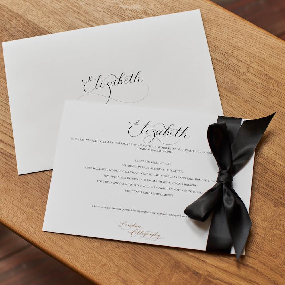 London Calligraphy Gift Voucher With Ribbon London Calligraphy Gift Voucher With Ribbon