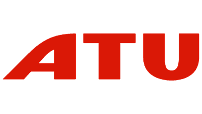 Logo der Auto-Teile-Unger GmbH (ATU): roter Schriftzug ATU in Großbuchstaben auf weißem Hintergrund.