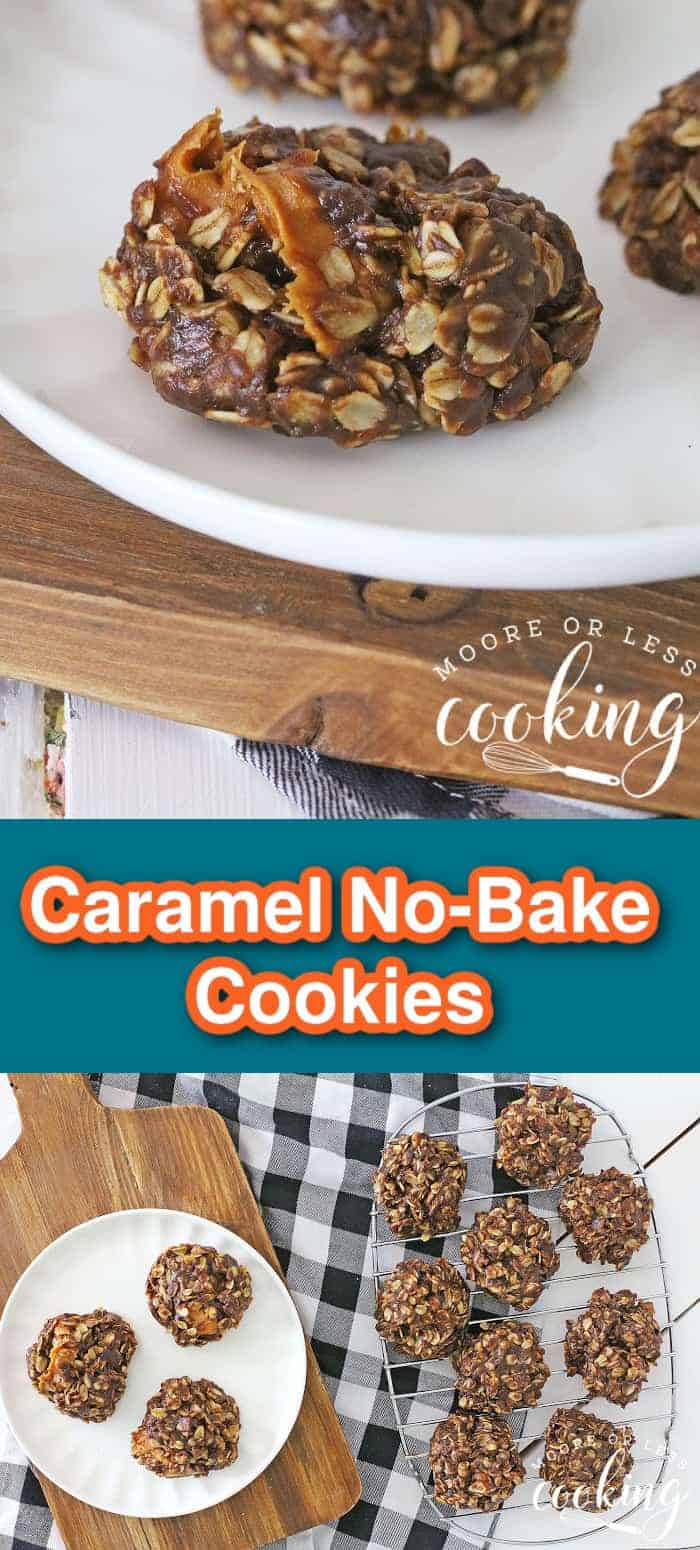 Buttery and chewy with rich chocolate flavor and melted caramel are the hallmarks of these scrumptious no-bake cookies. With deliciousness in every bite, these caramel no-bake cookies are incredibly quick and easy to make, too! via @Mooreorlesscook