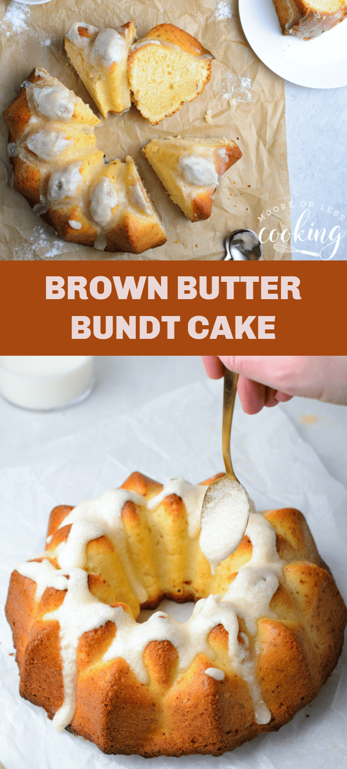 Super moist and overflowing with buttery goodness, this Brown Butter Bundt Cake is a go-to dessert that’s perfect for any occasion. It’s simple, outrageously delicious, and is made with common pantry ingredients! via @Mooreorlesscook