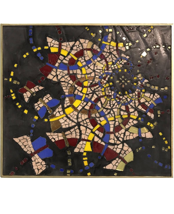 Mosaïc Concept, cours de mosaïque : Les papillons : création en marbre, pâte de verre ,ors et émaux de Venise