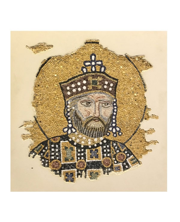 Mosaïc Concept, cours de mosaïque niveau confirmé : Copie d'ancien sur chaux aérienne : l'empereur Constantin Sainte Sophie d'Istamboul