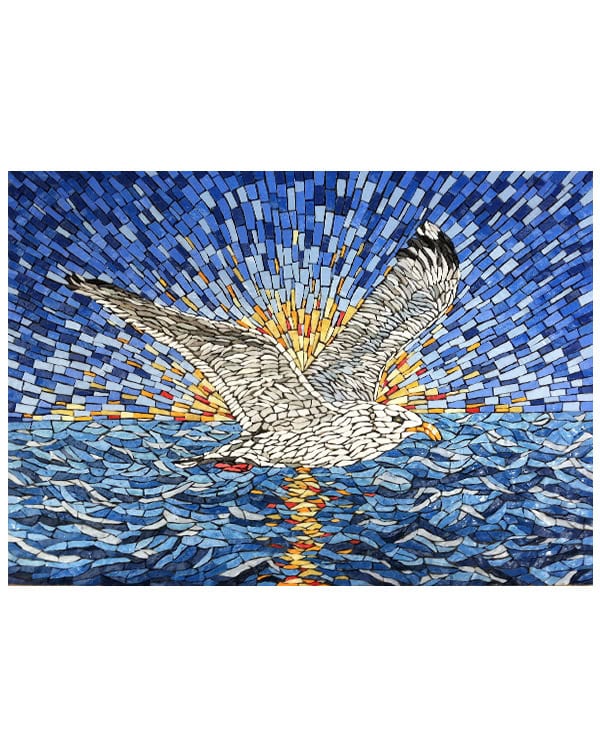 Mosaïc Concept, cours de mosaïque : Le goéland : Création en émaux de Venise