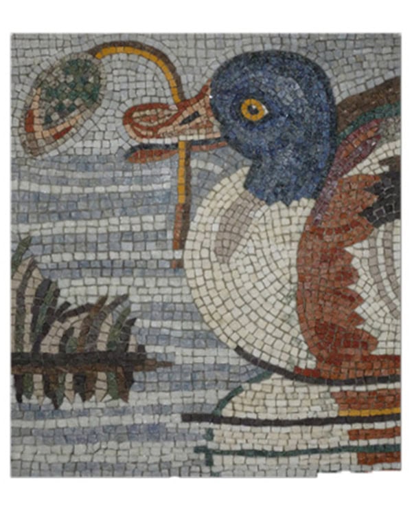 Mosaïc Concept, cours de mosaïque : Canard : copie de mosaïque antique en marbre