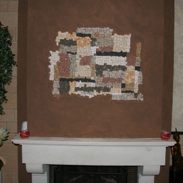 Atelier Mosaïc Concept : Mosaïque en marbre sur manteau de cheminée pour particulier