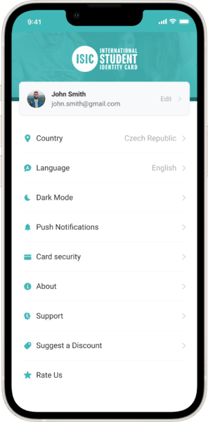 ISIC app settings