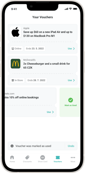 ISIC app vouchers