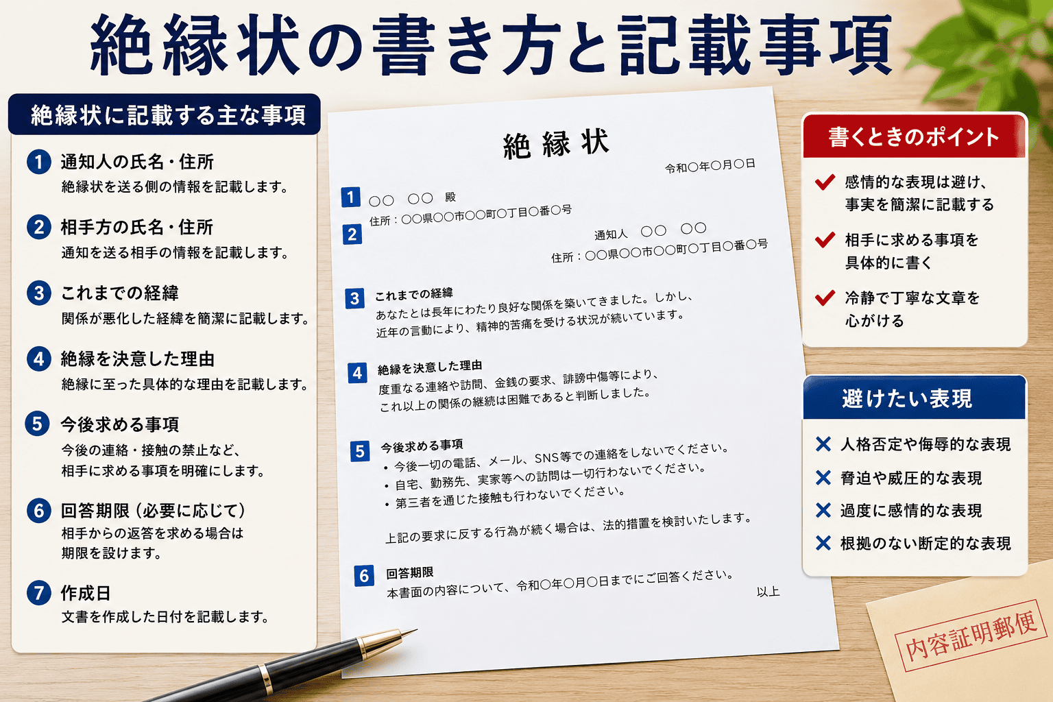 内容 証明 絶縁 状