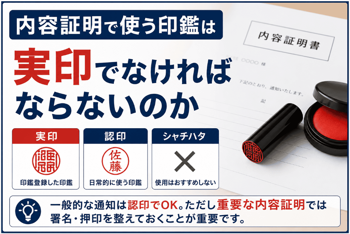 内容証明で使う印鑑は実印でなければならないのか